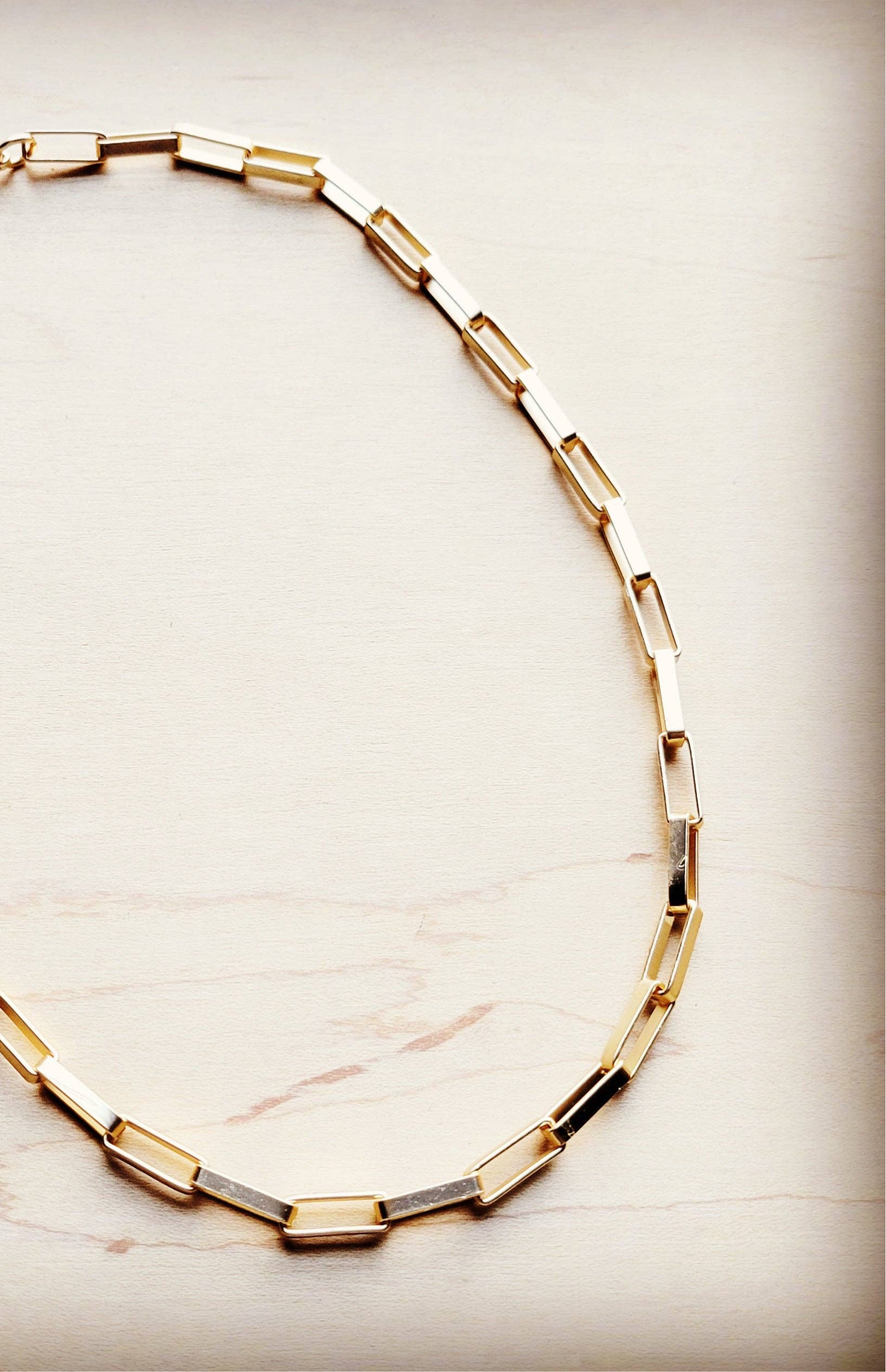 Matte Gold Large Chain Link Layering Necklace