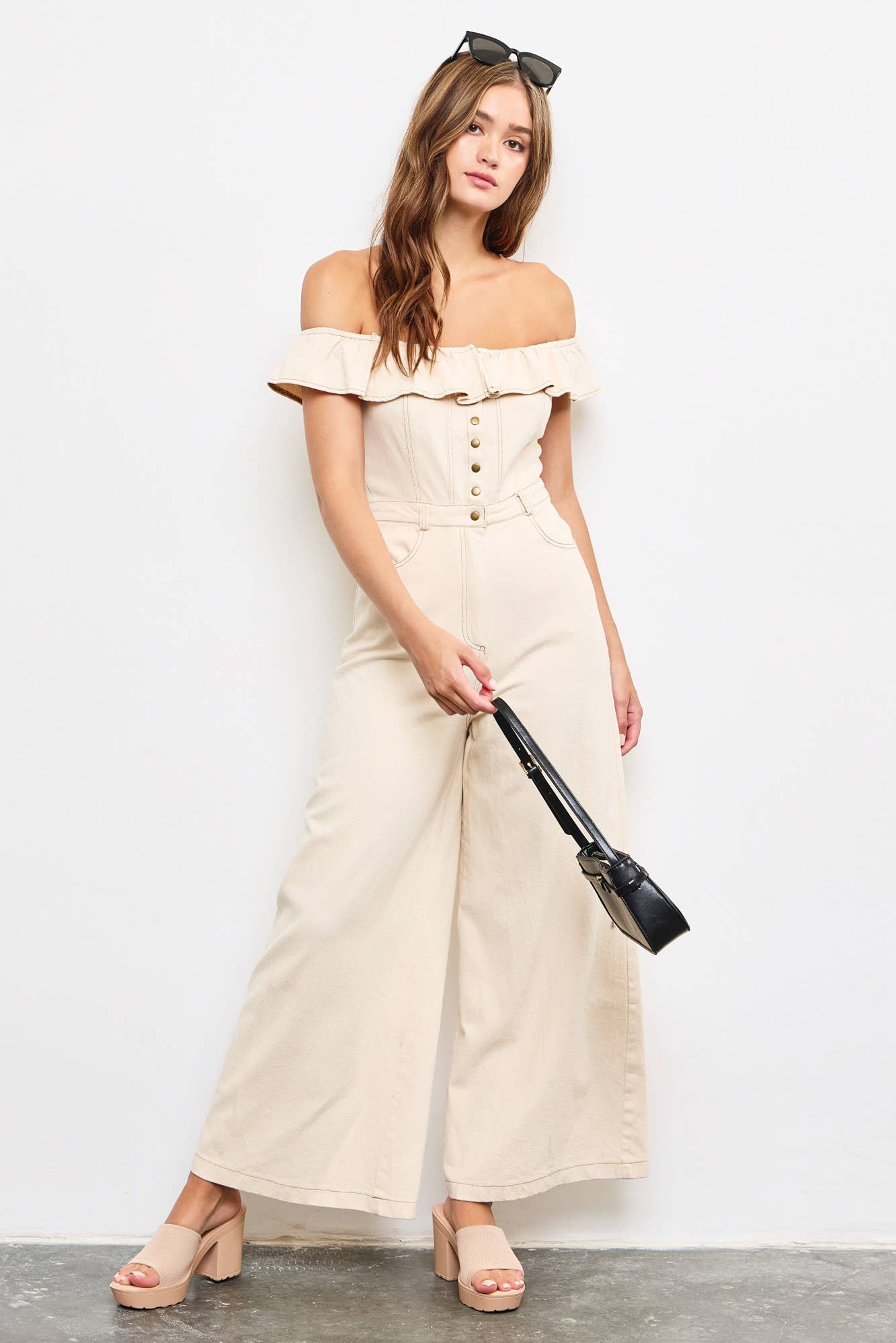 Off Shoulder Ruffle Jumpsuit