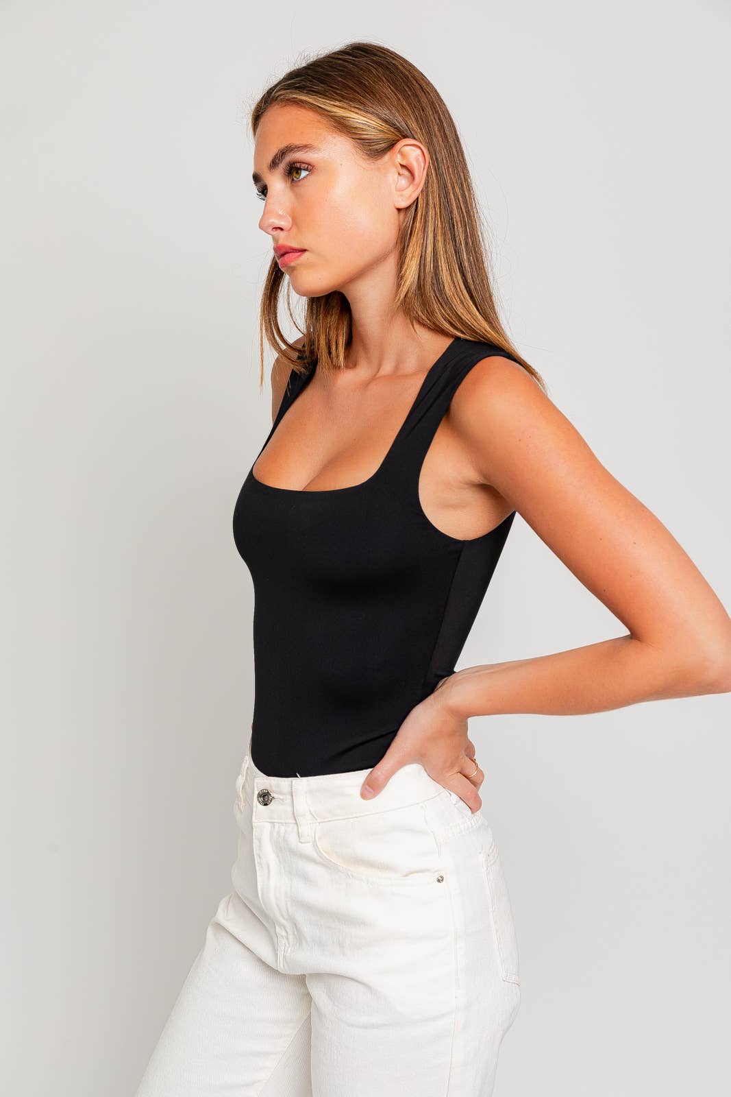 Square Neck Sleeveless Bodysuit