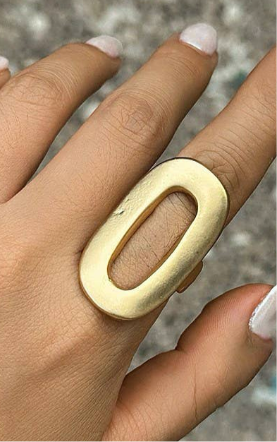 Matte Gold Oval Statement Ring