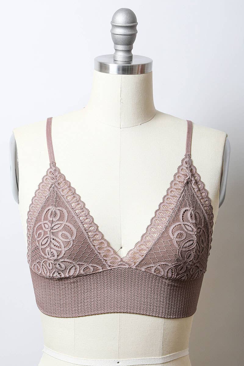 Lace Longline Seamless Bralette  in Mocha