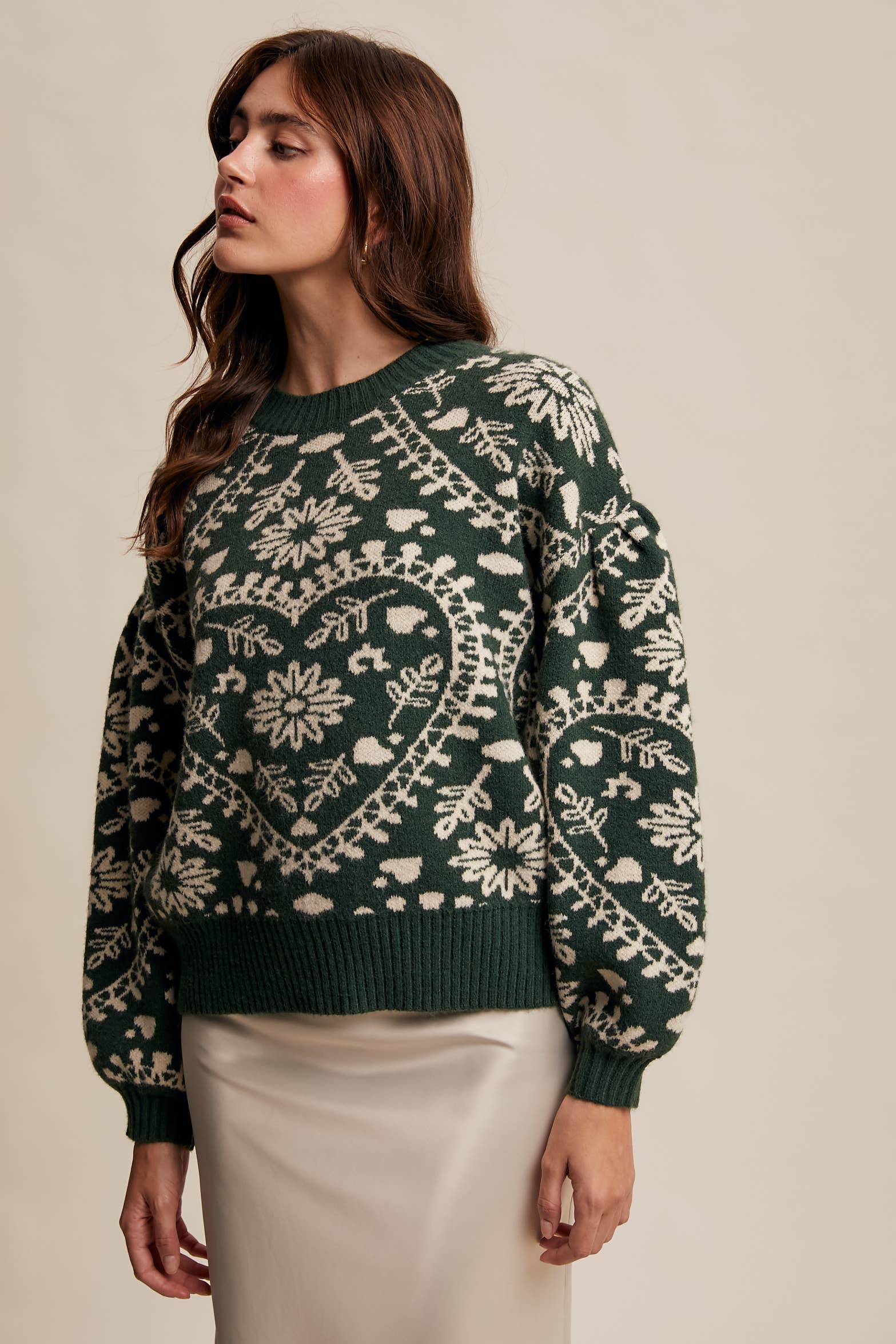 Heart Jacquard Knit Sweater