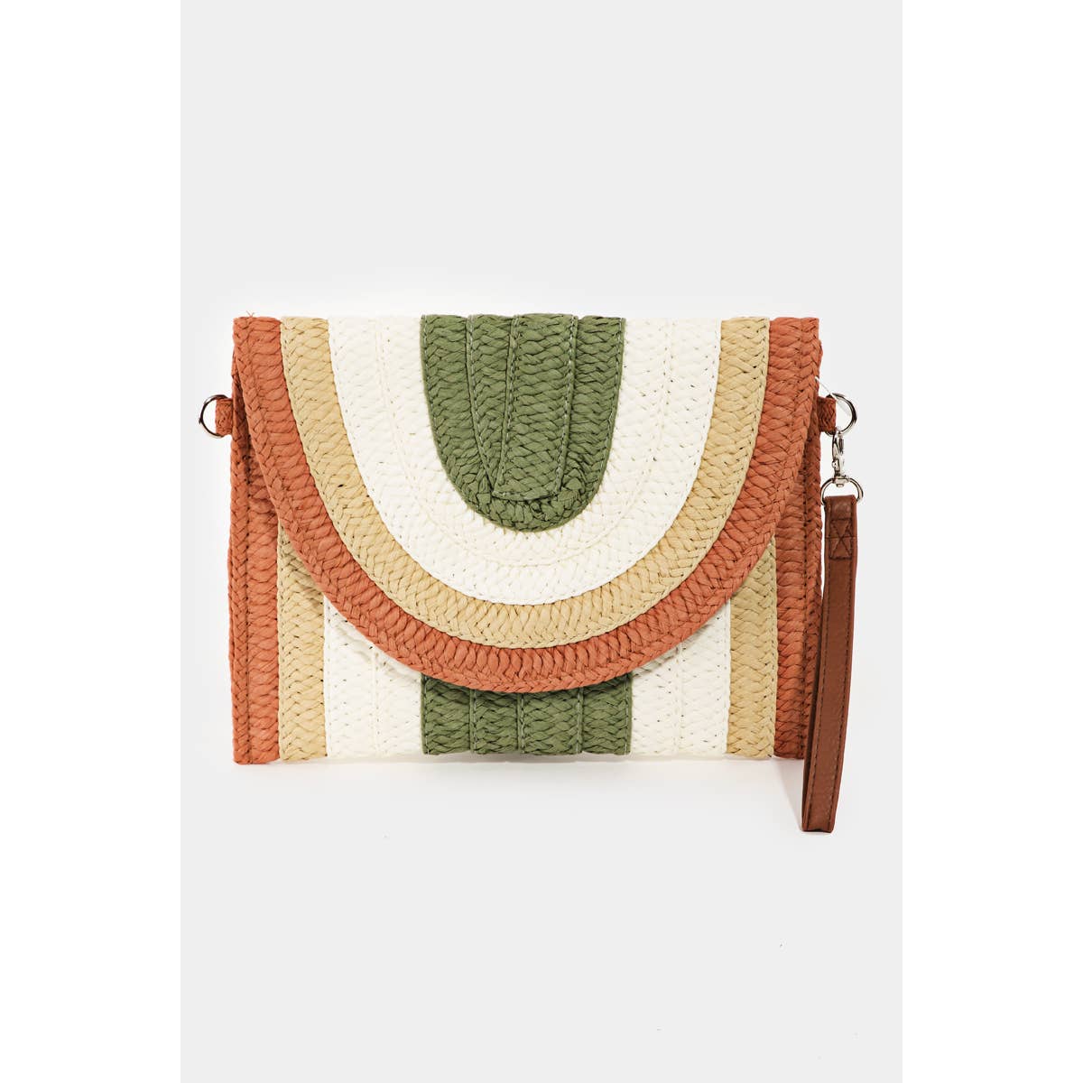 Rainbow Straw Braid Envelope Bag