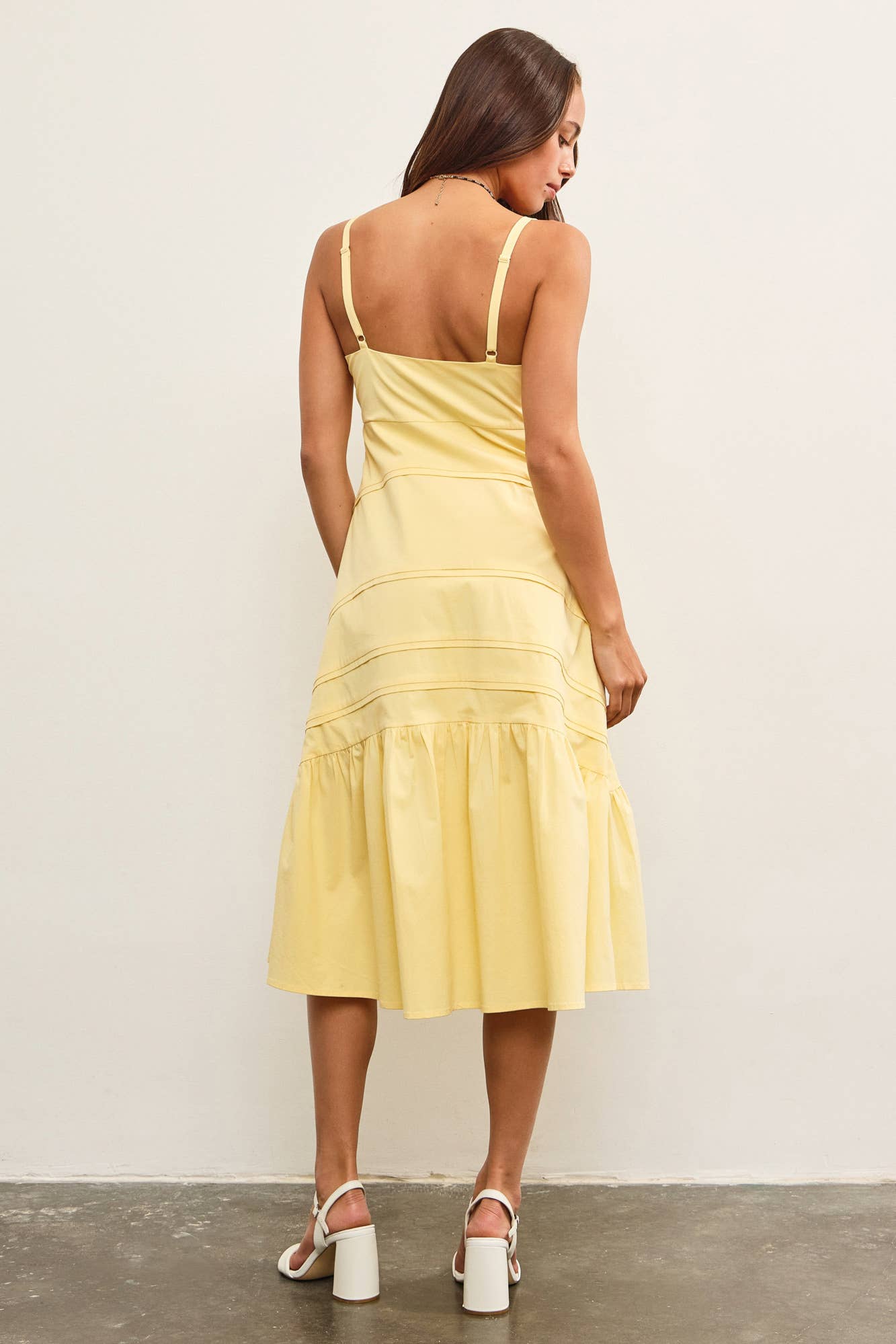 Ruched Tie Front Ruffle Hem Dress