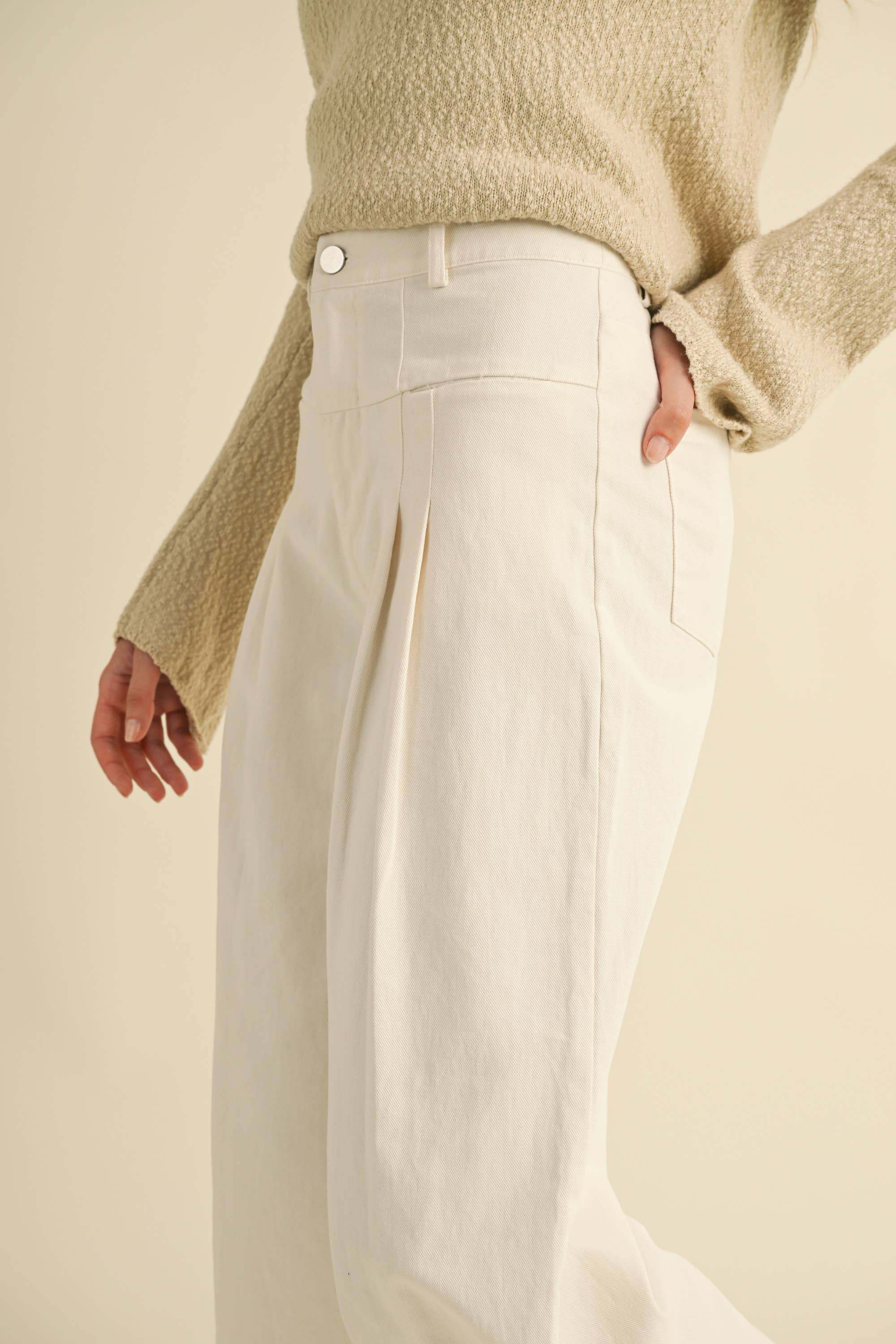 Cotton Wide Pants: White