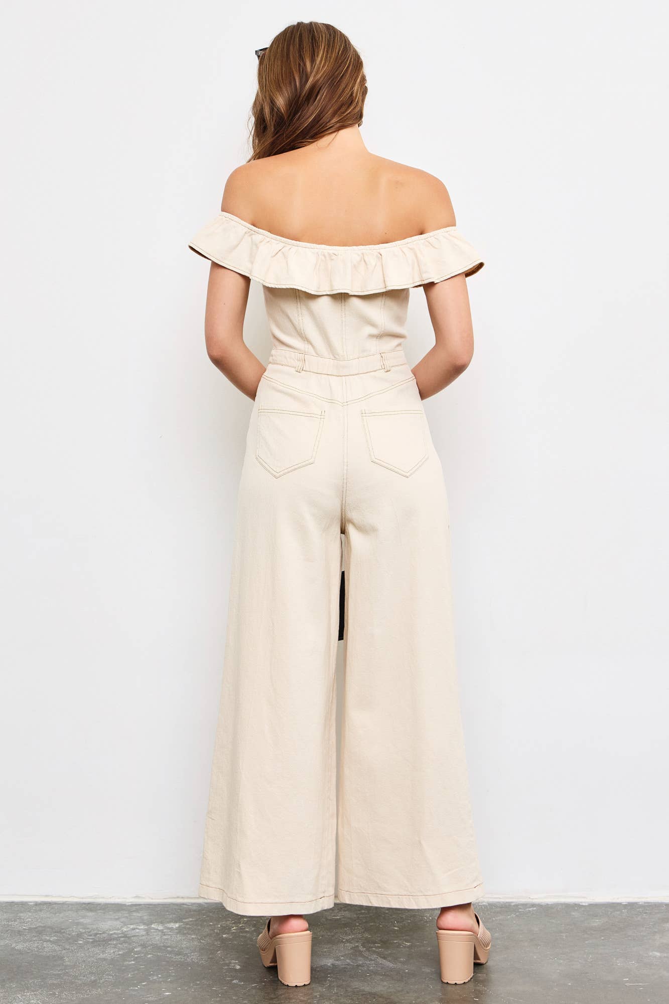 Off Shoulder Ruffle Jumpsuit
