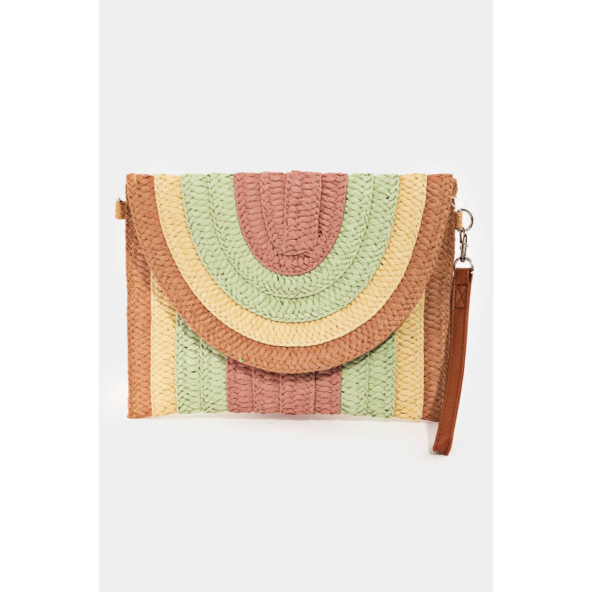 Rainbow Straw Braid Envelope Bag