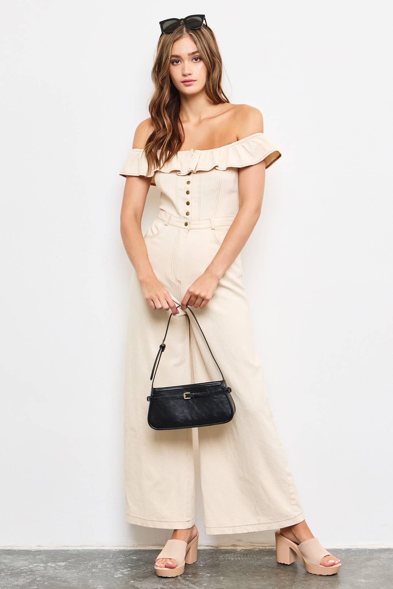 Off Shoulder Ruffle Jumpsuit