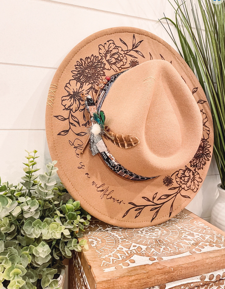 Engraved Floral Hat