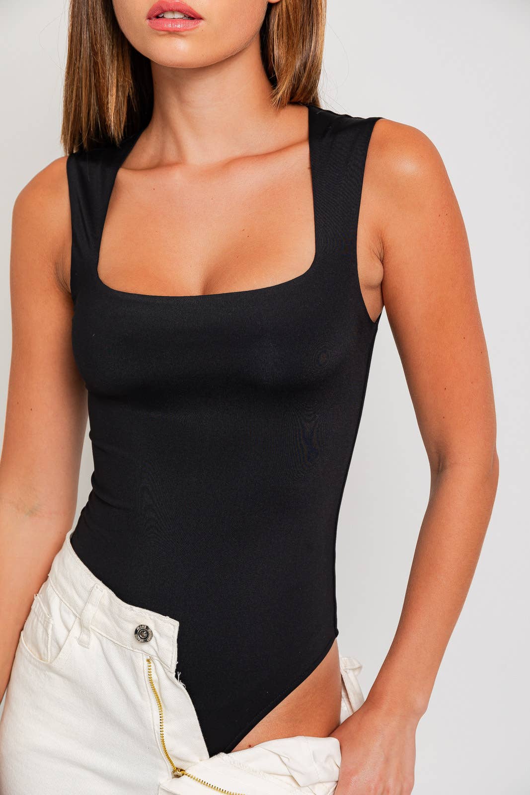 Square Neck Sleeveless Bodysuit