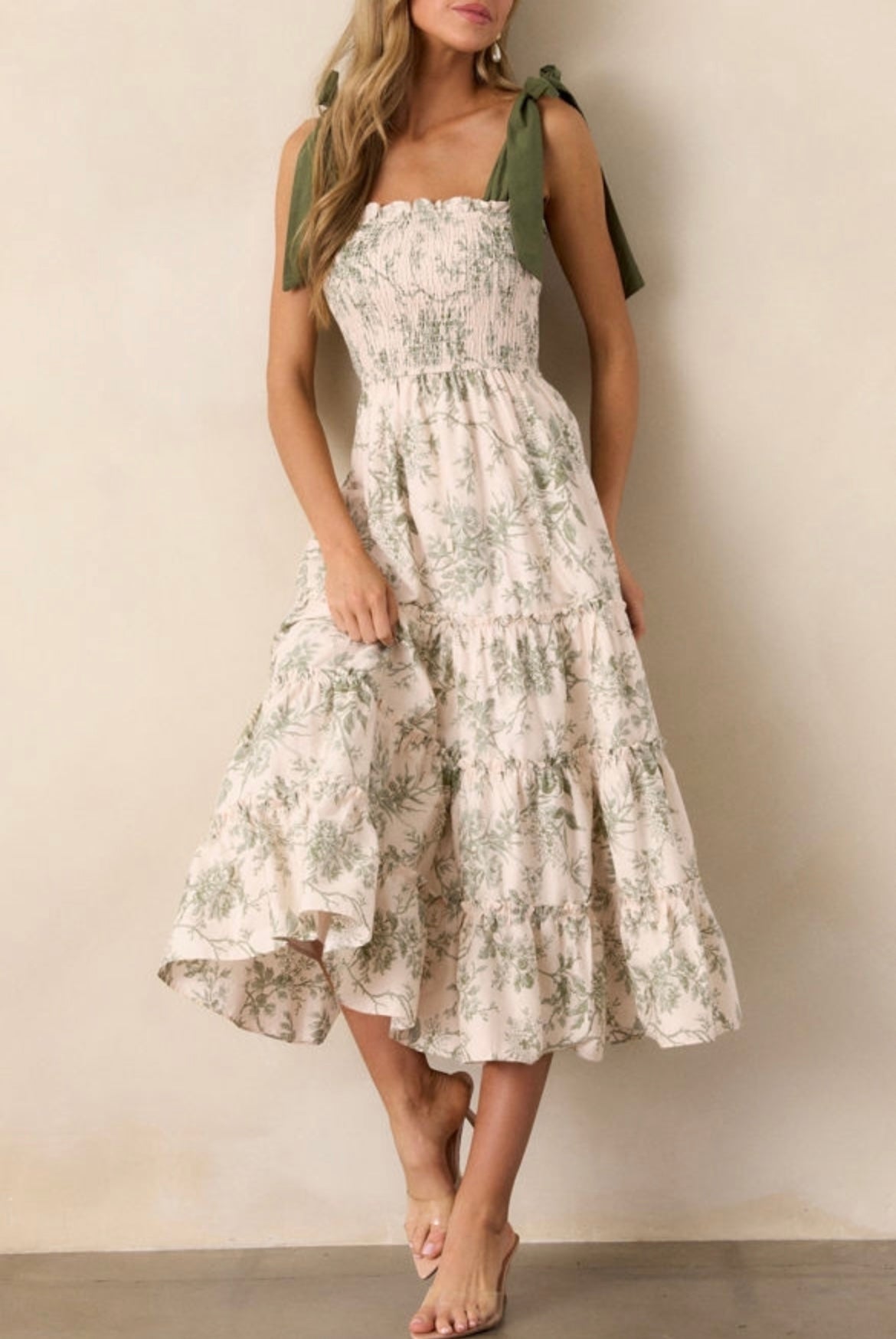 Green Floral Midi Dress