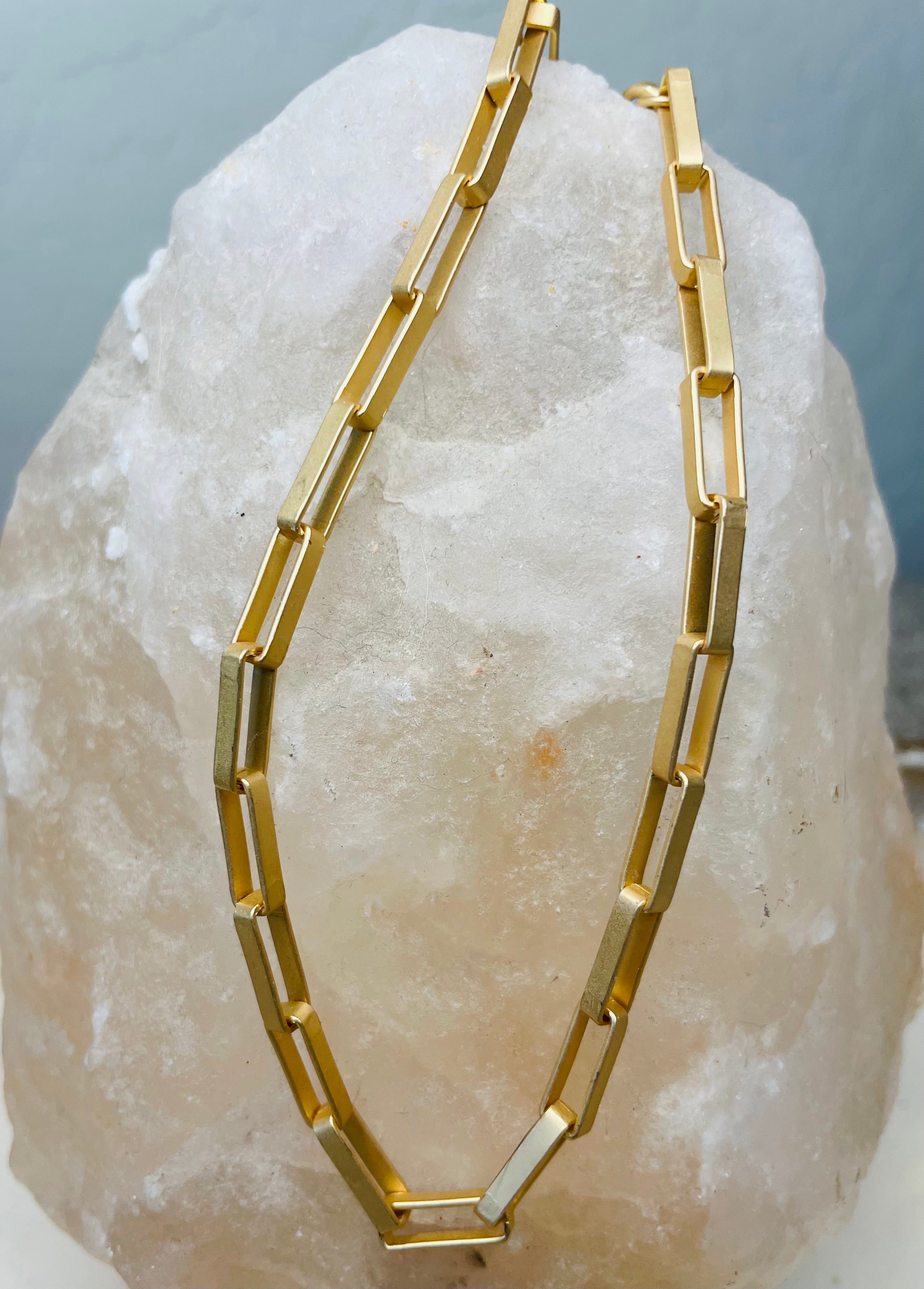 Matte Gold Large Chain Link Layering Necklace