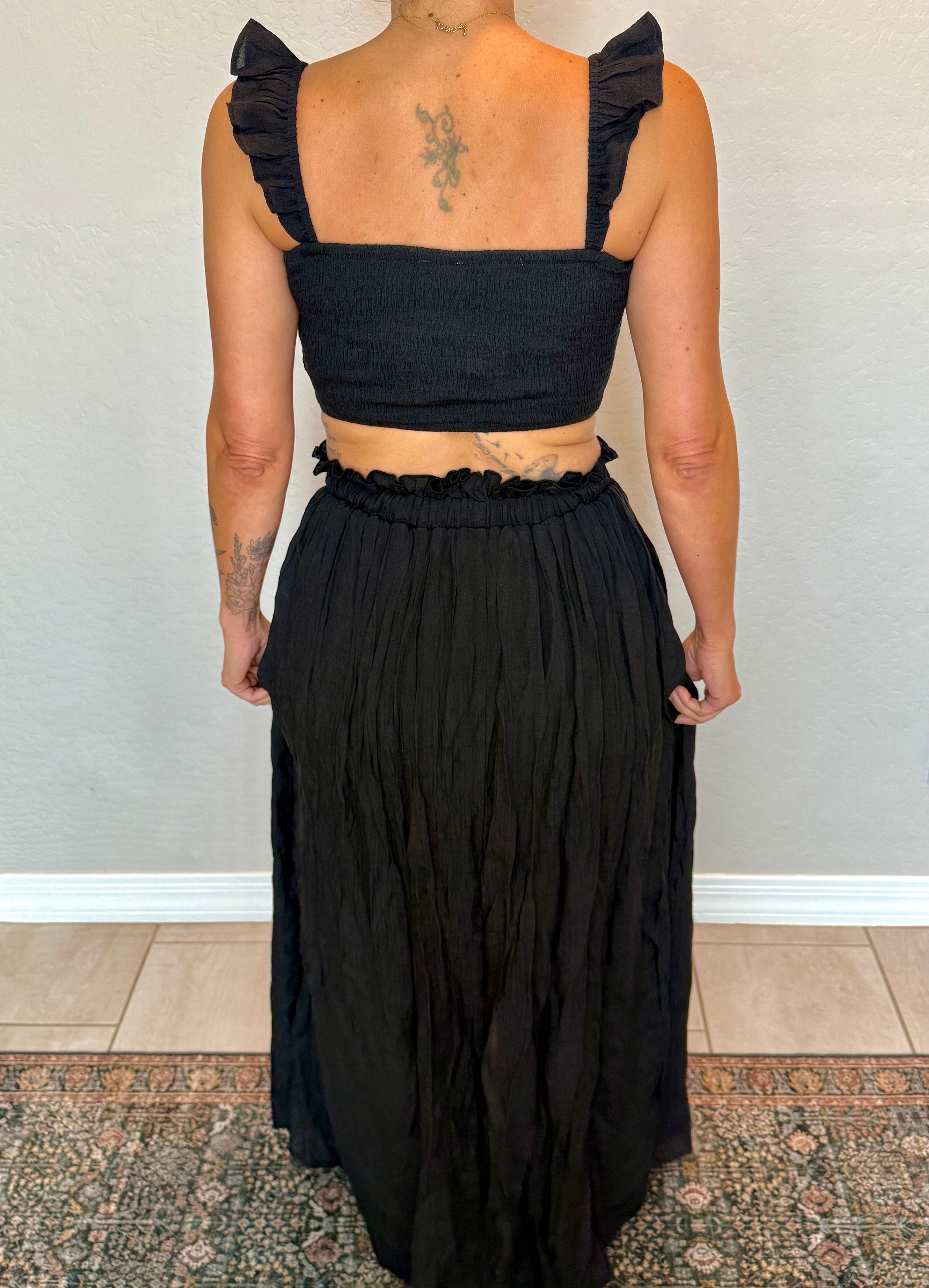 Boho Smocked Top and Maxi Skirt Set