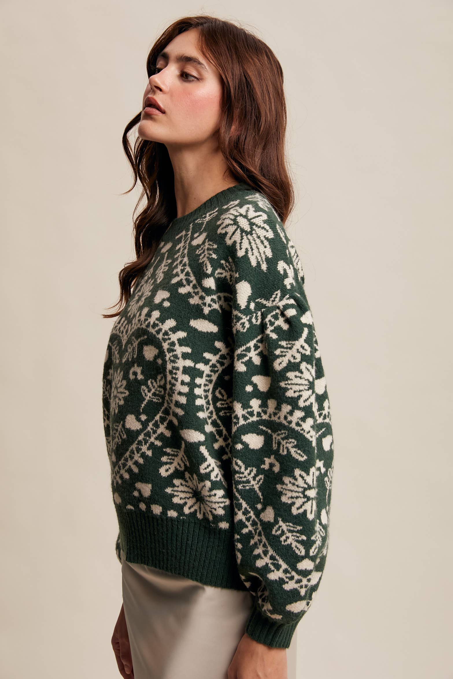 Heart Jacquard Knit Sweater