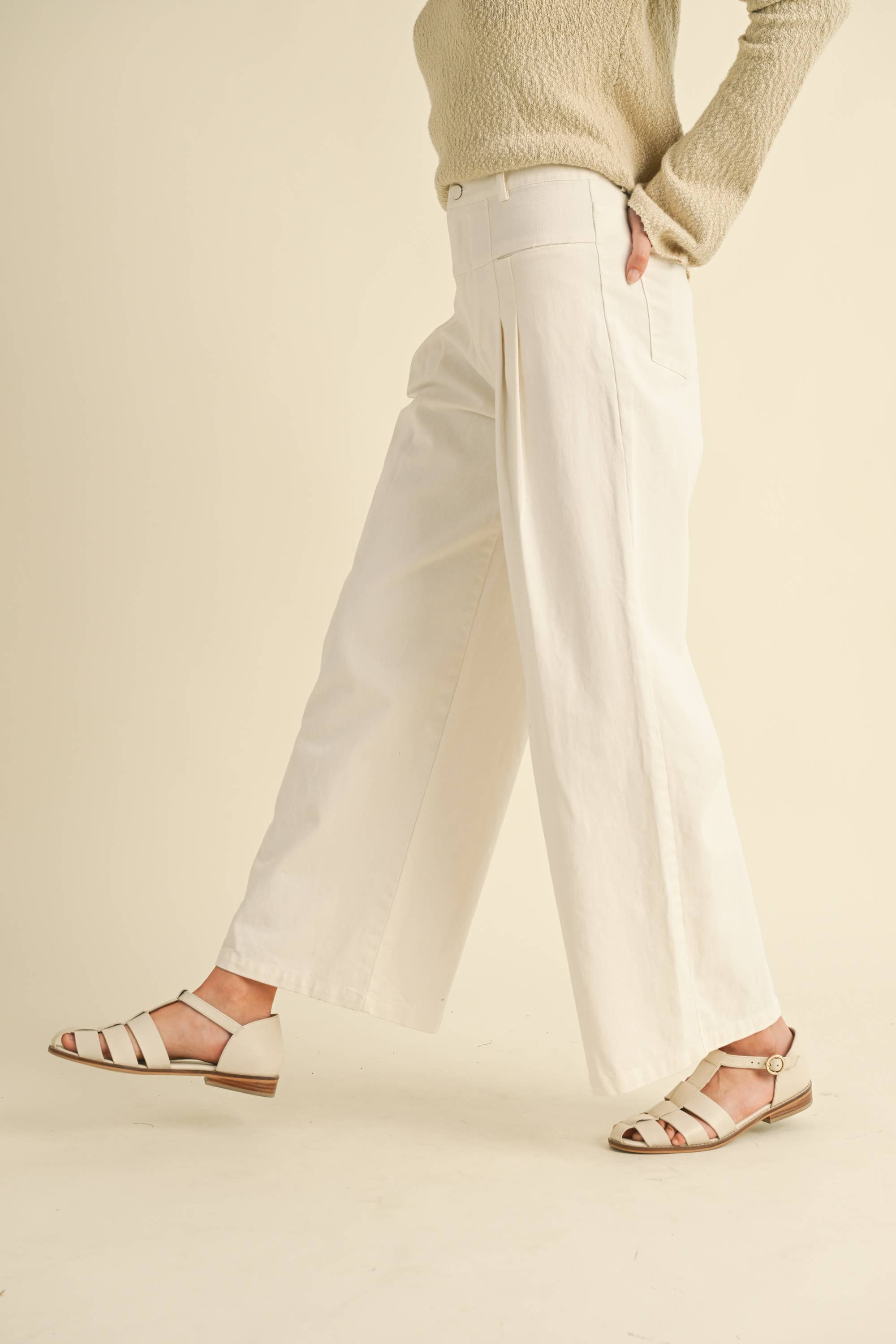 Cotton Wide Pants: White