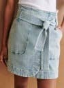 High-Waisted Denim Wrap Skirt