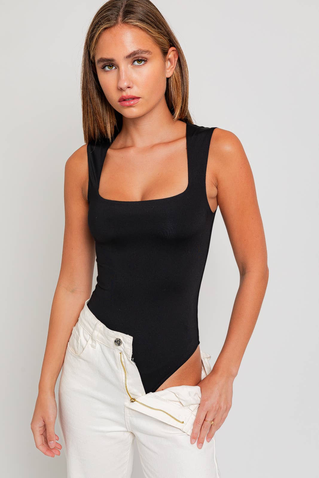 Square Neck Sleeveless Bodysuit