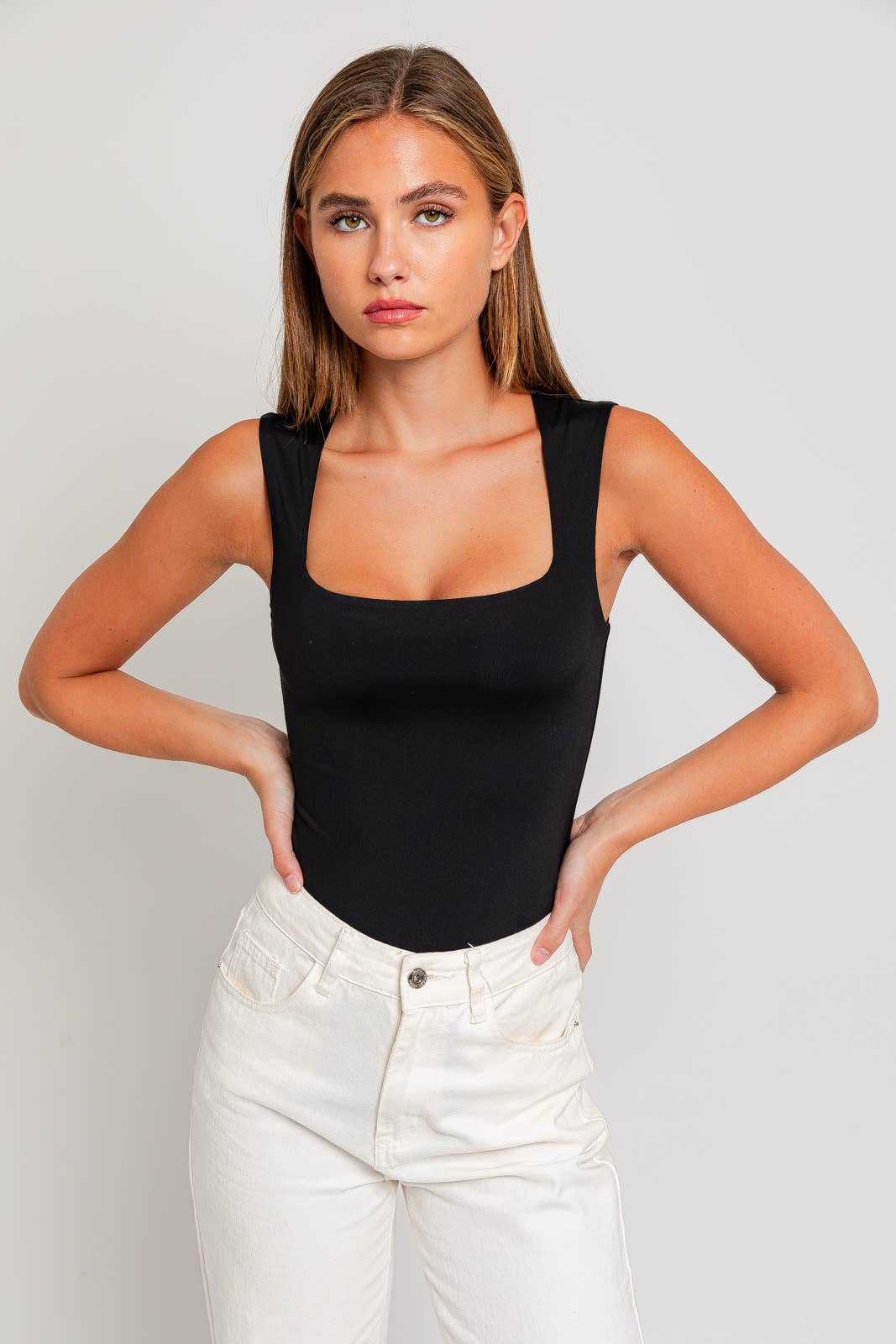 Square Neck Sleeveless Bodysuit