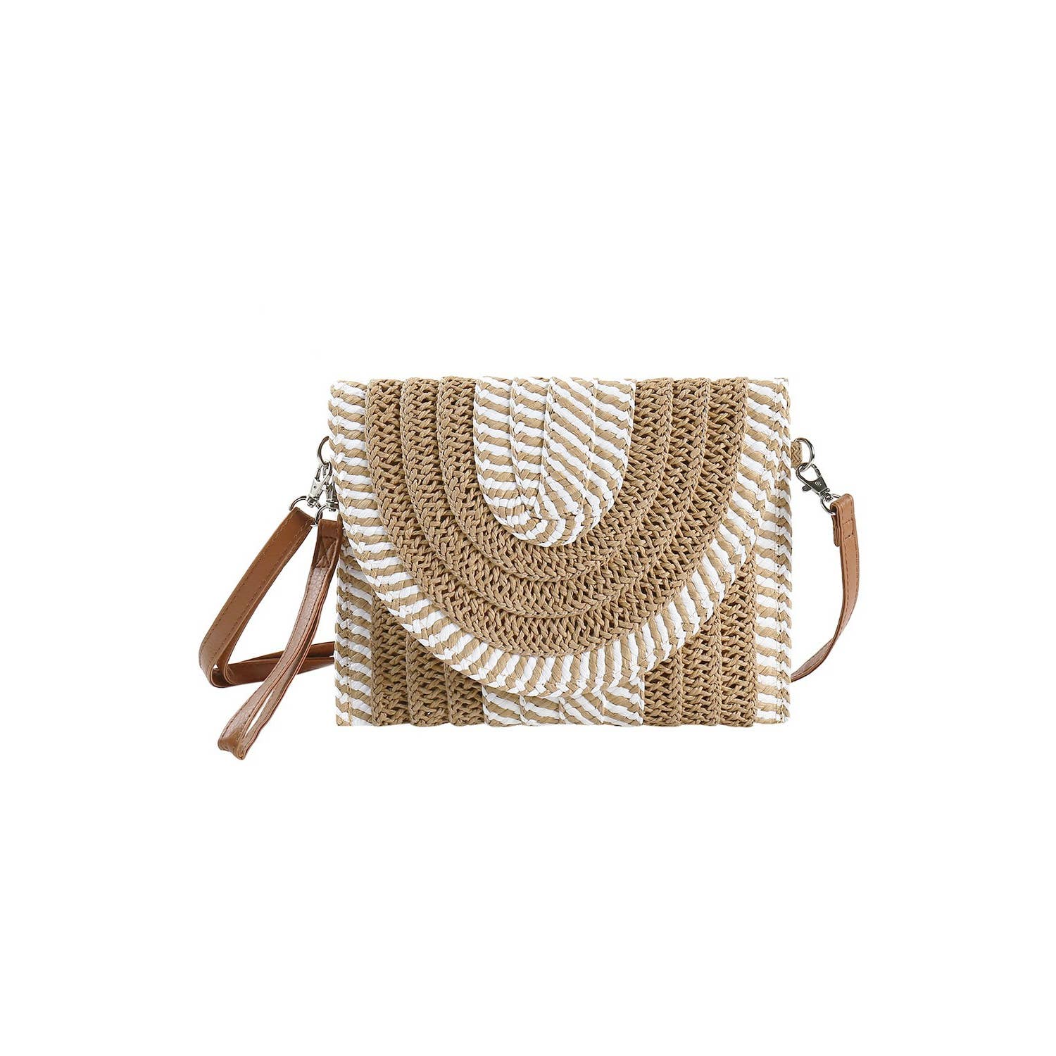 Mixed Striped Straw Clutch